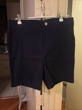 Rafaella Navy Flat-Front 6” Bermuda Shorts